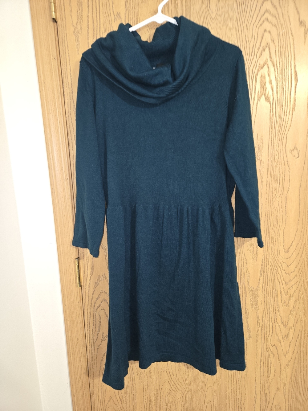 AB Studio Teal Green-Blue Long Sleeve Cowl Dress